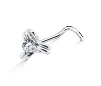 Stone Design Silver Curved Nose Stud NSKB-91